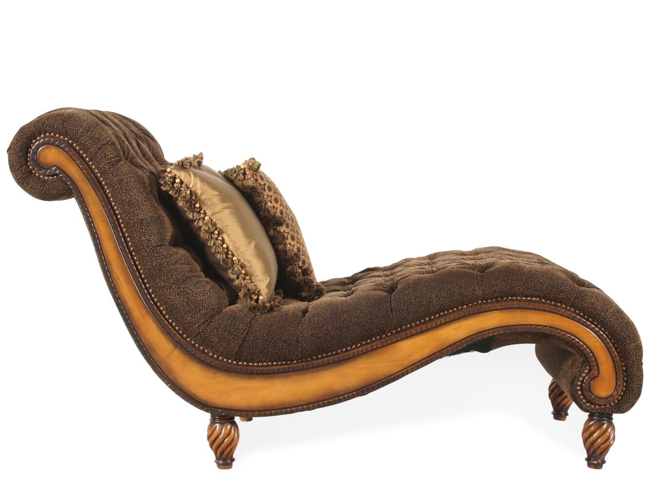 Animal-Print Tufted Traditional Single Chaise in Brown ...