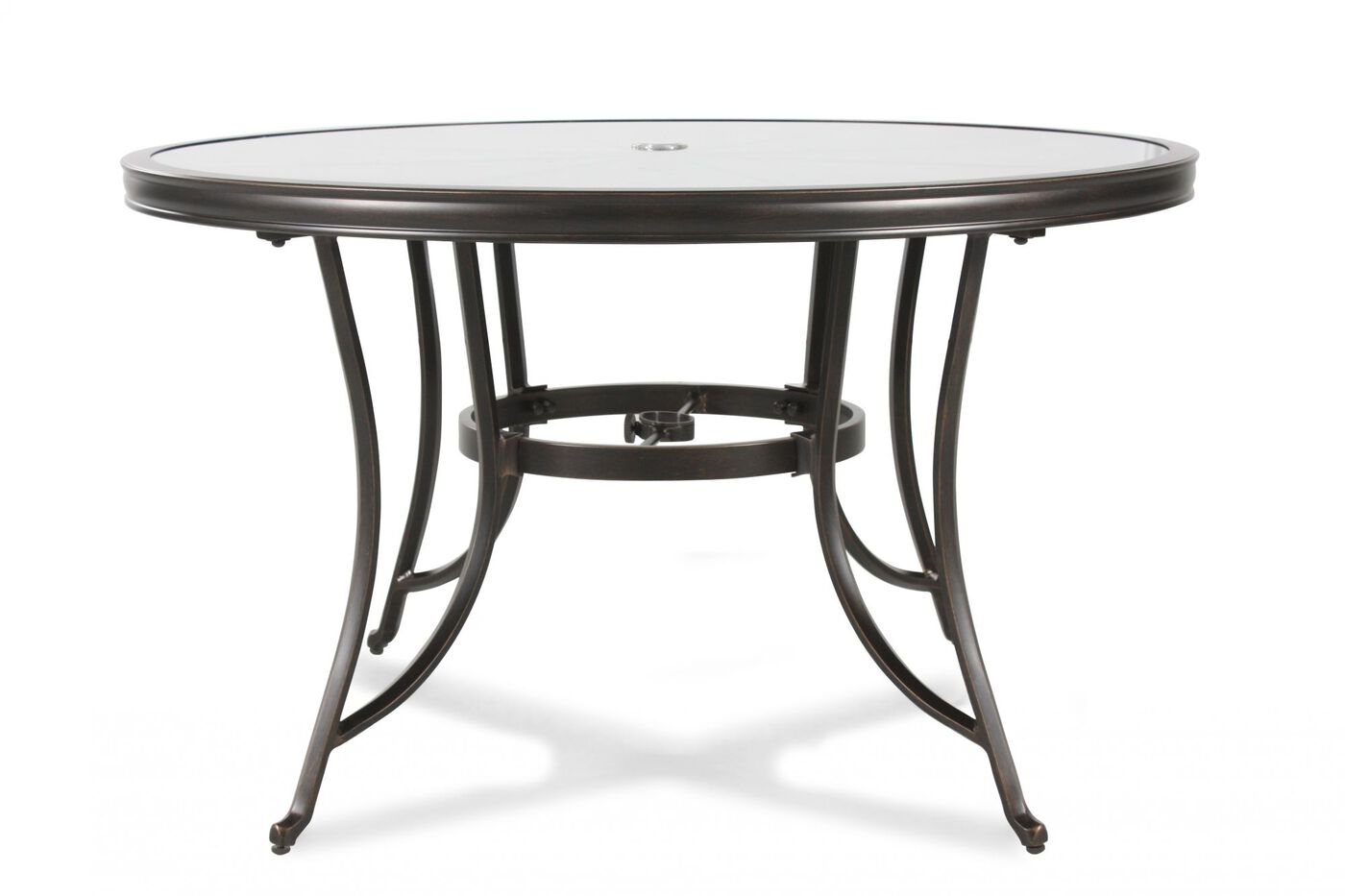 Stained Glass Top Aluminum Patio Table in Black | Mathis Brothers Furniture
