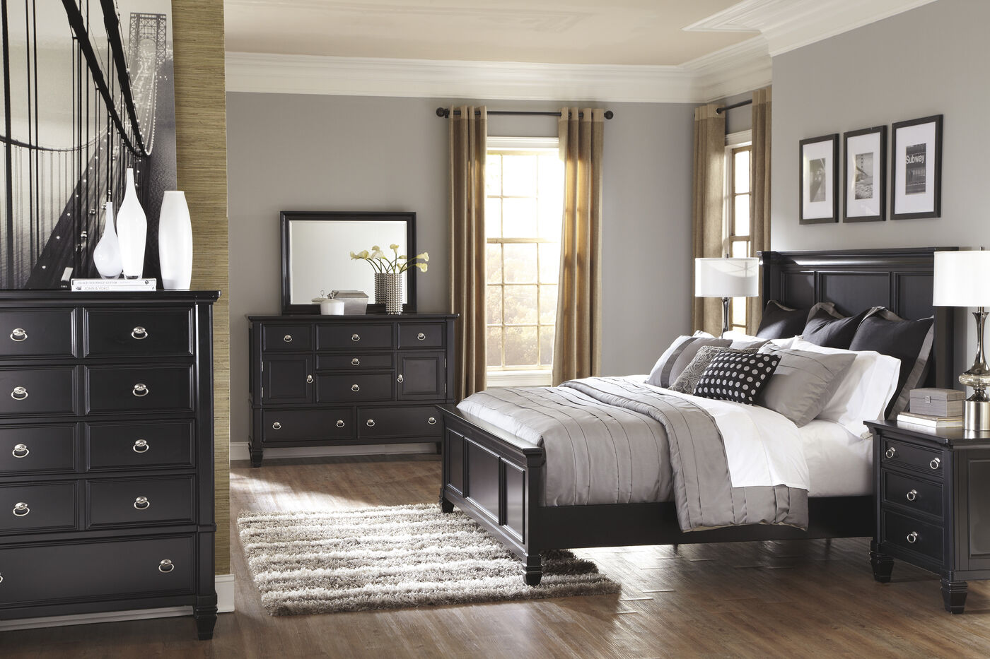 Four Piece Casual Storage Bedroom Set In Black Mathis Brothers