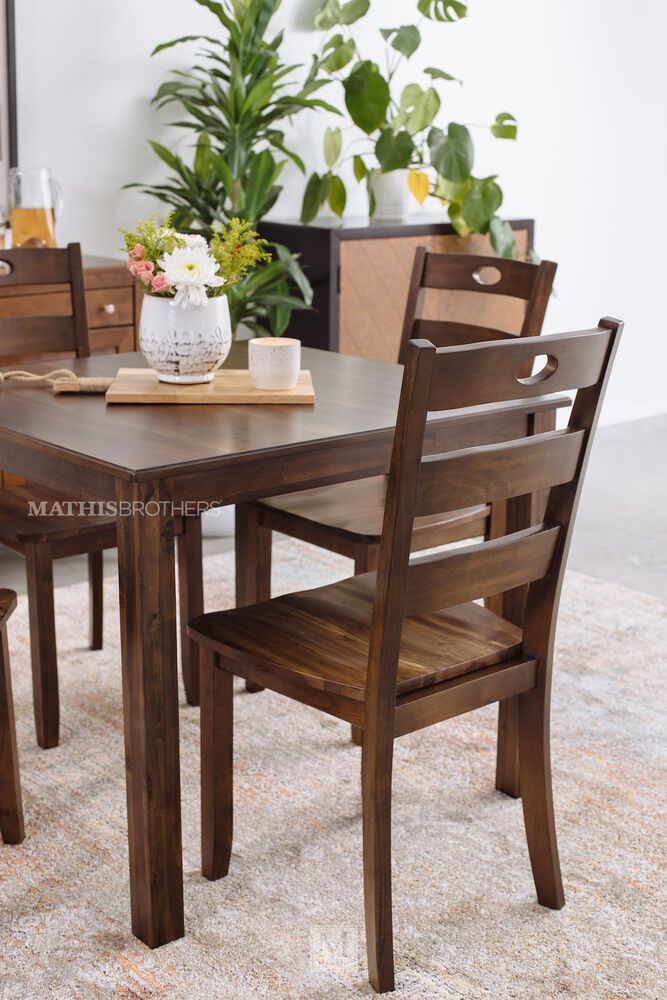 Hazelteen 5 Piece Dining Room Set, Hazelteen Square Dining Room Set Table And 4 Chairs Medium Brown