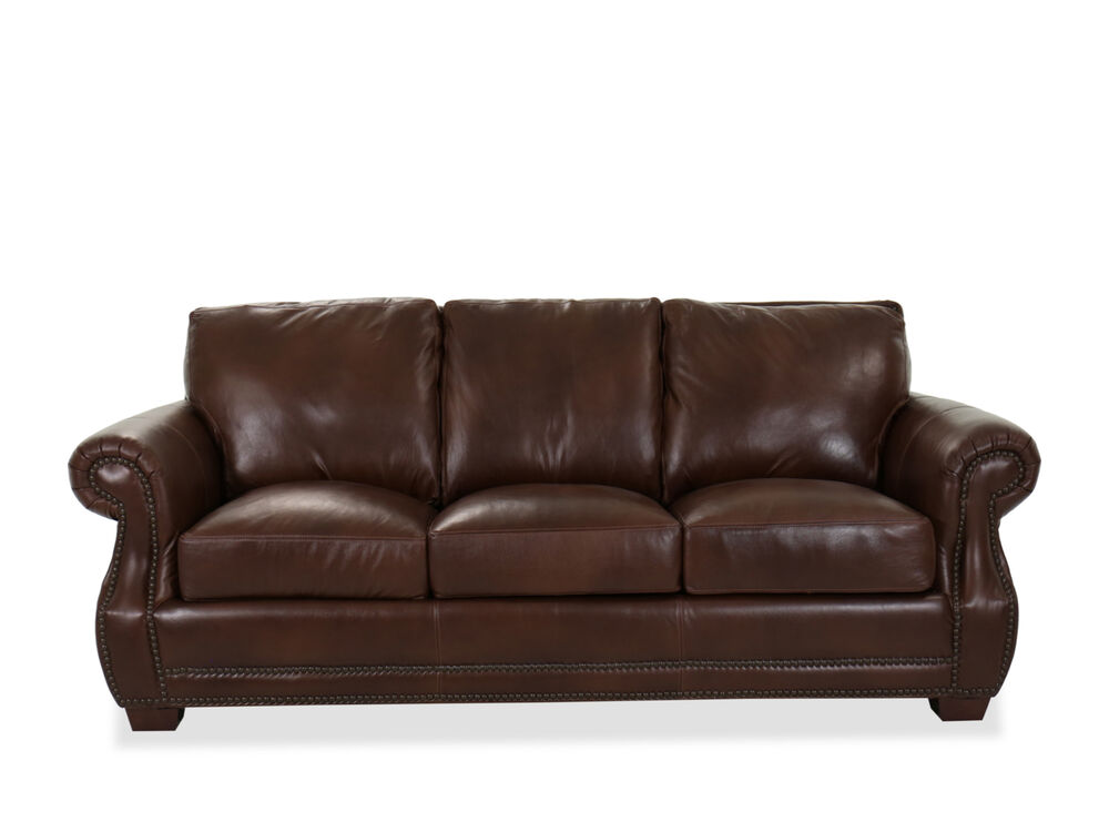 88 Leather Sofa In Brown Mathis, High End Leather Sofas