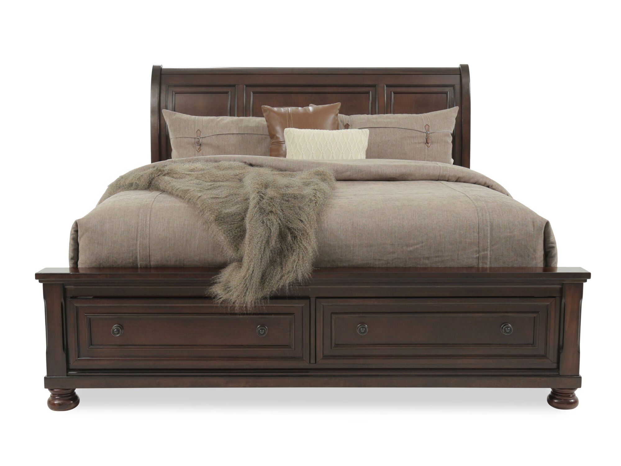 57 Traditional Beveled Sleigh Bed In, Ashley King Size Sleigh Bed