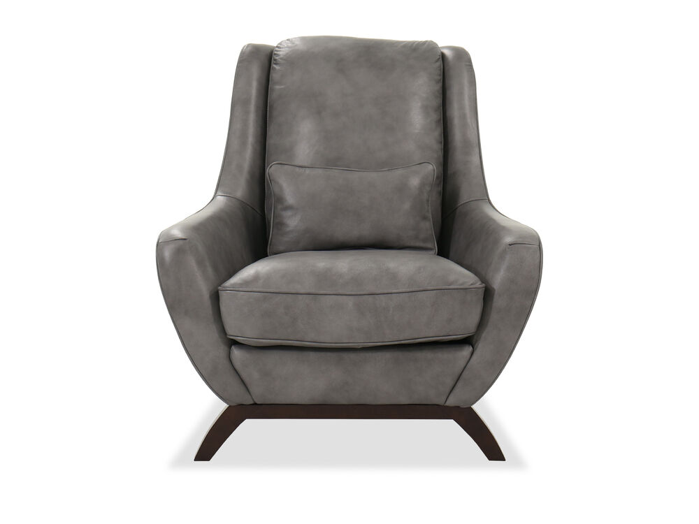 Casual Leather Accent Chair In Gray, Gray Leather Chairs