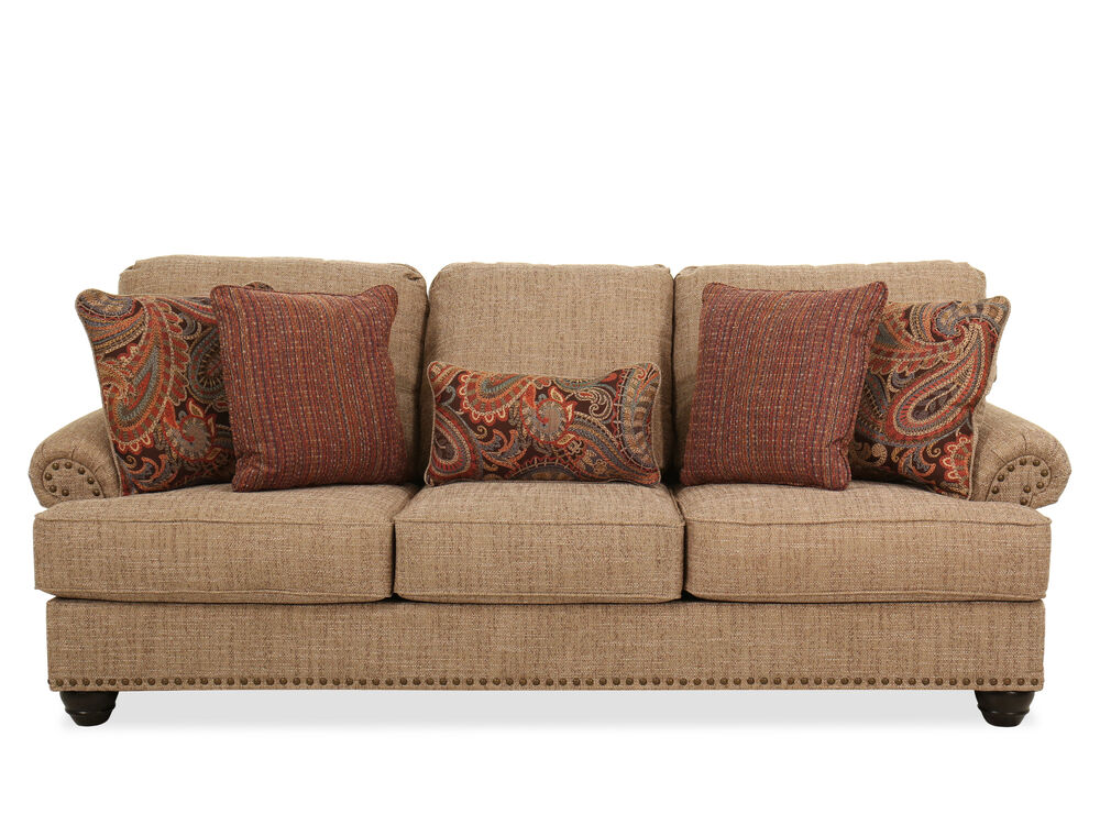 92" NailheadTrimmed Casual Sofa in Beige Mathis