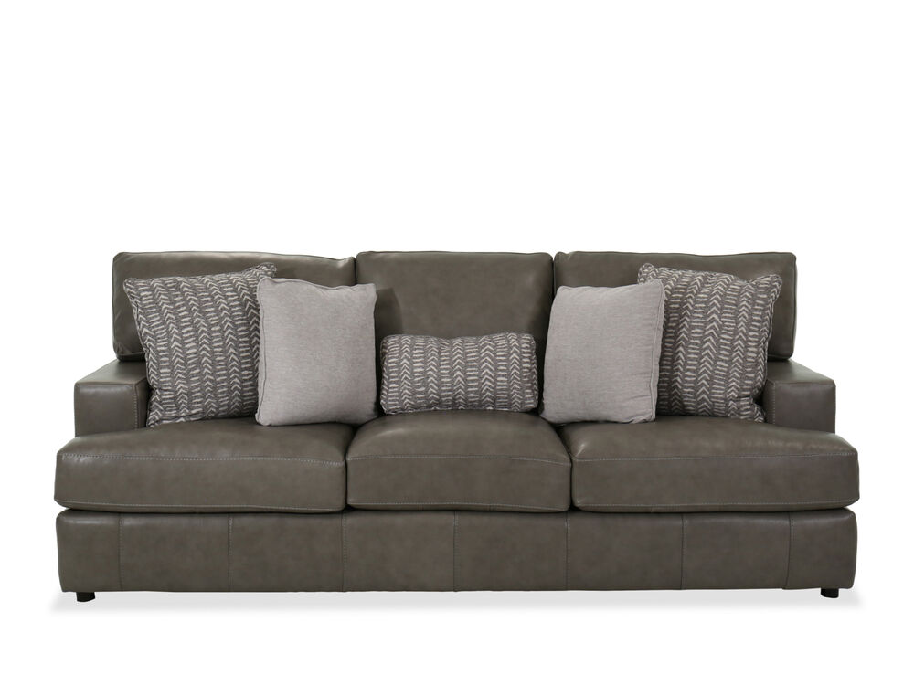 Leather 96 Sofa In Gray Mathis, Bernhardt Leather Sofa