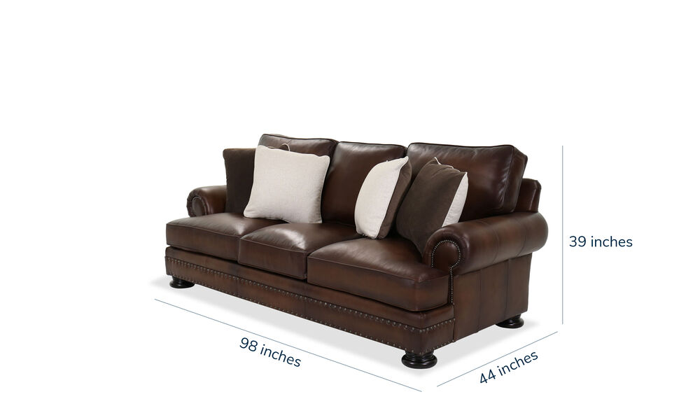 Leather 98 Sofa In Brown Mathis, Mathis Brothers Leather Sofas