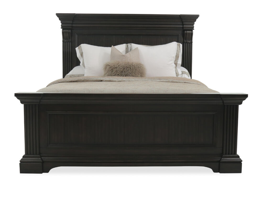 70 Traditional Distressed Panel Bed In, Black Panel Bed King