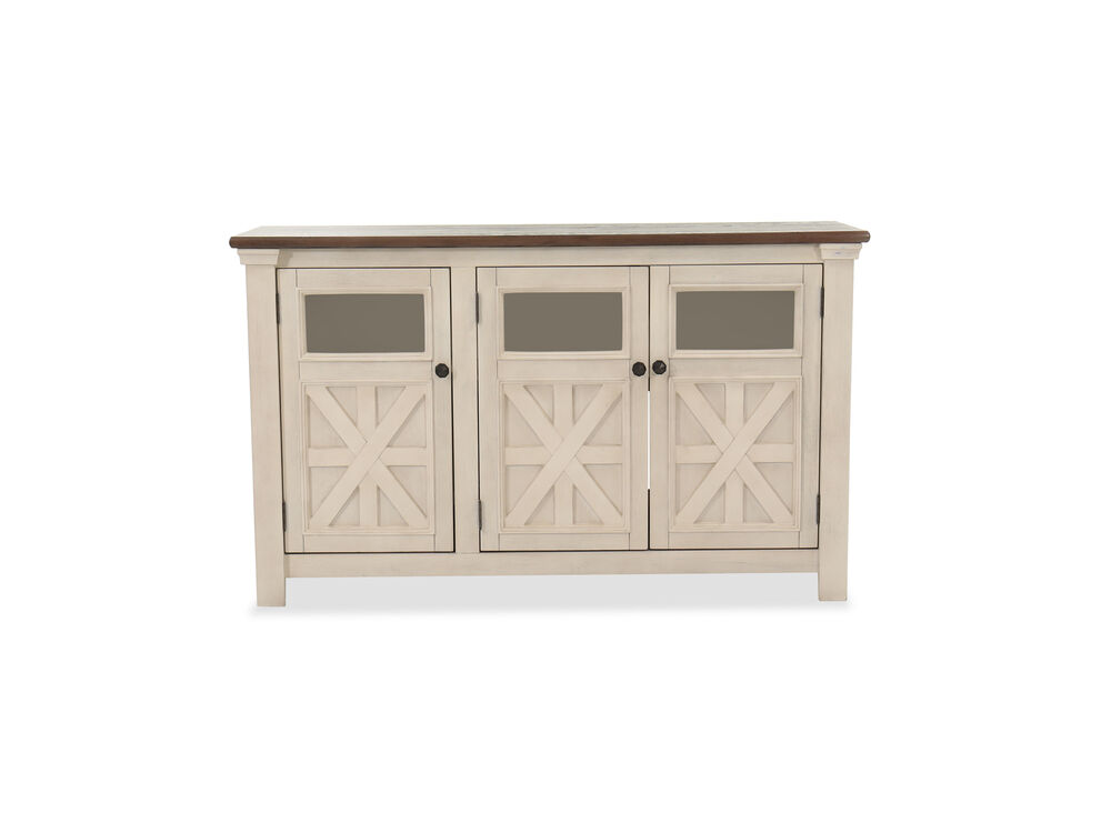 Three Door Tv Stand In Antique White Mathis Brothers Furniture