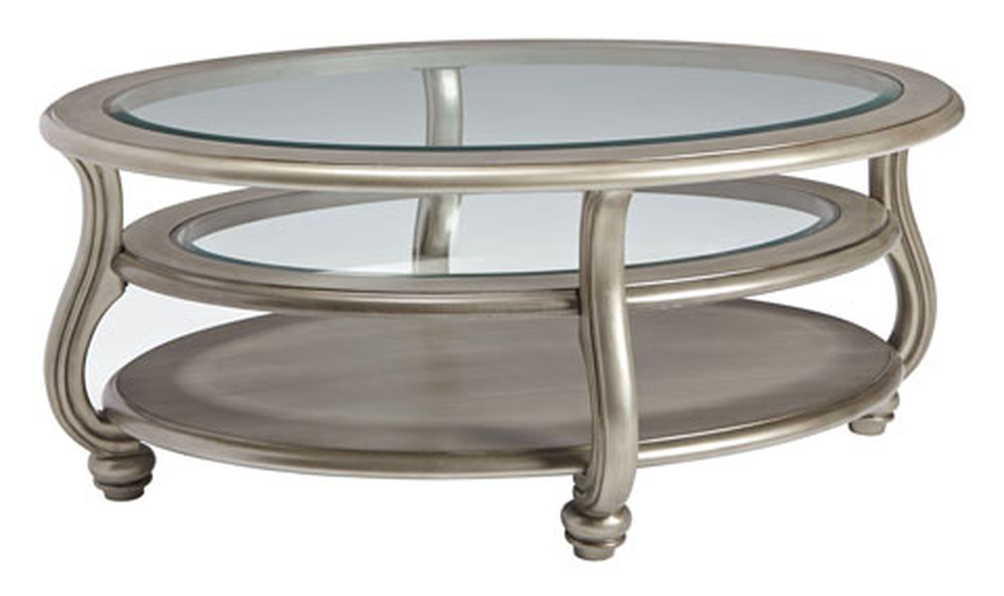 Two-Tiered Traditional Oval Cocktail Table in Silver | Mathis Brothers