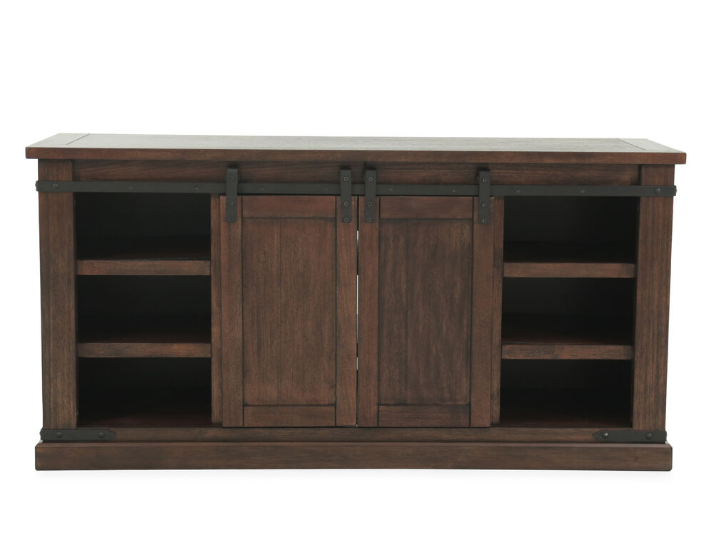 Sliding Door Casual Large Tv Stand In Rustic Brown Mathis