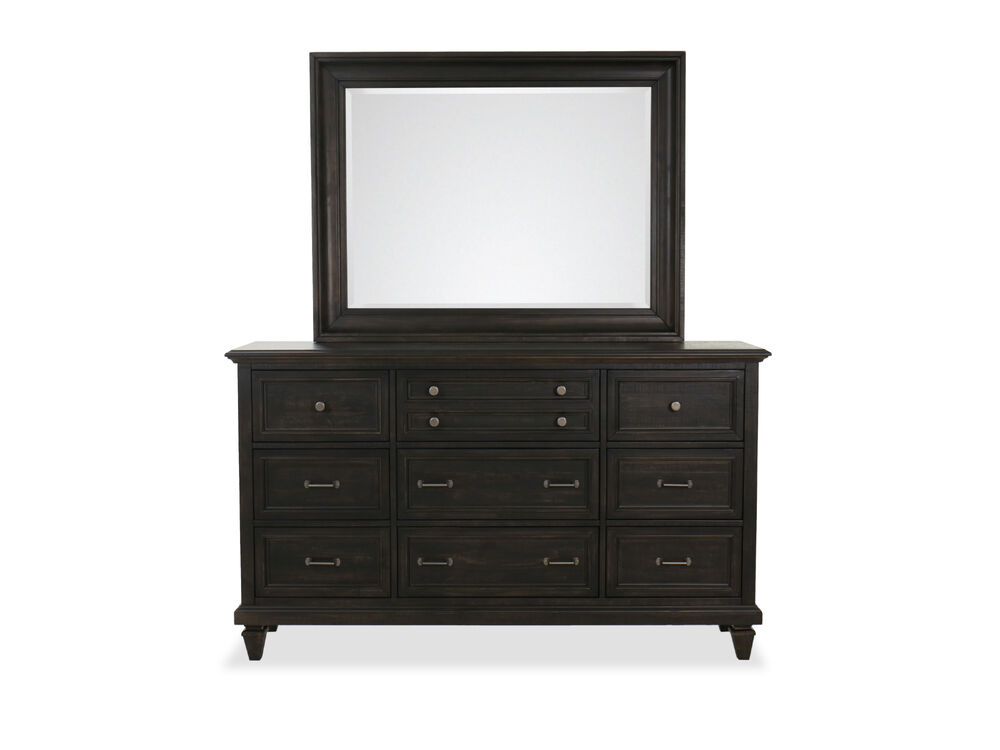 Two Piece Distressed Dresser And Mirror In Charcoal Mathis