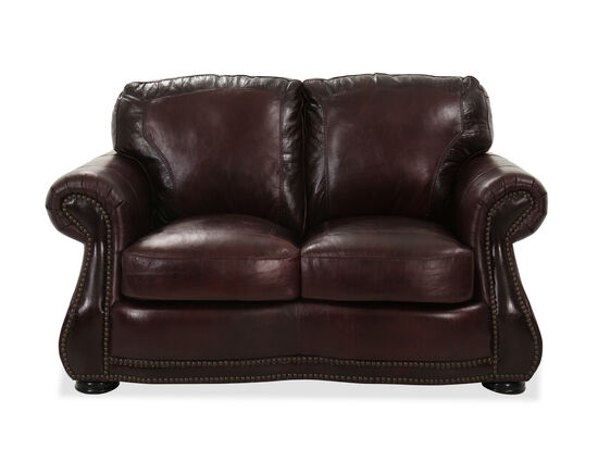 Nailhead Accented Leather Sofa In Brown, Usa Leather Cowboy Sofa