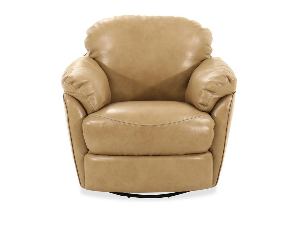 Leather 37" Swivel Chair in Brown Mathis Brothers Furniture
