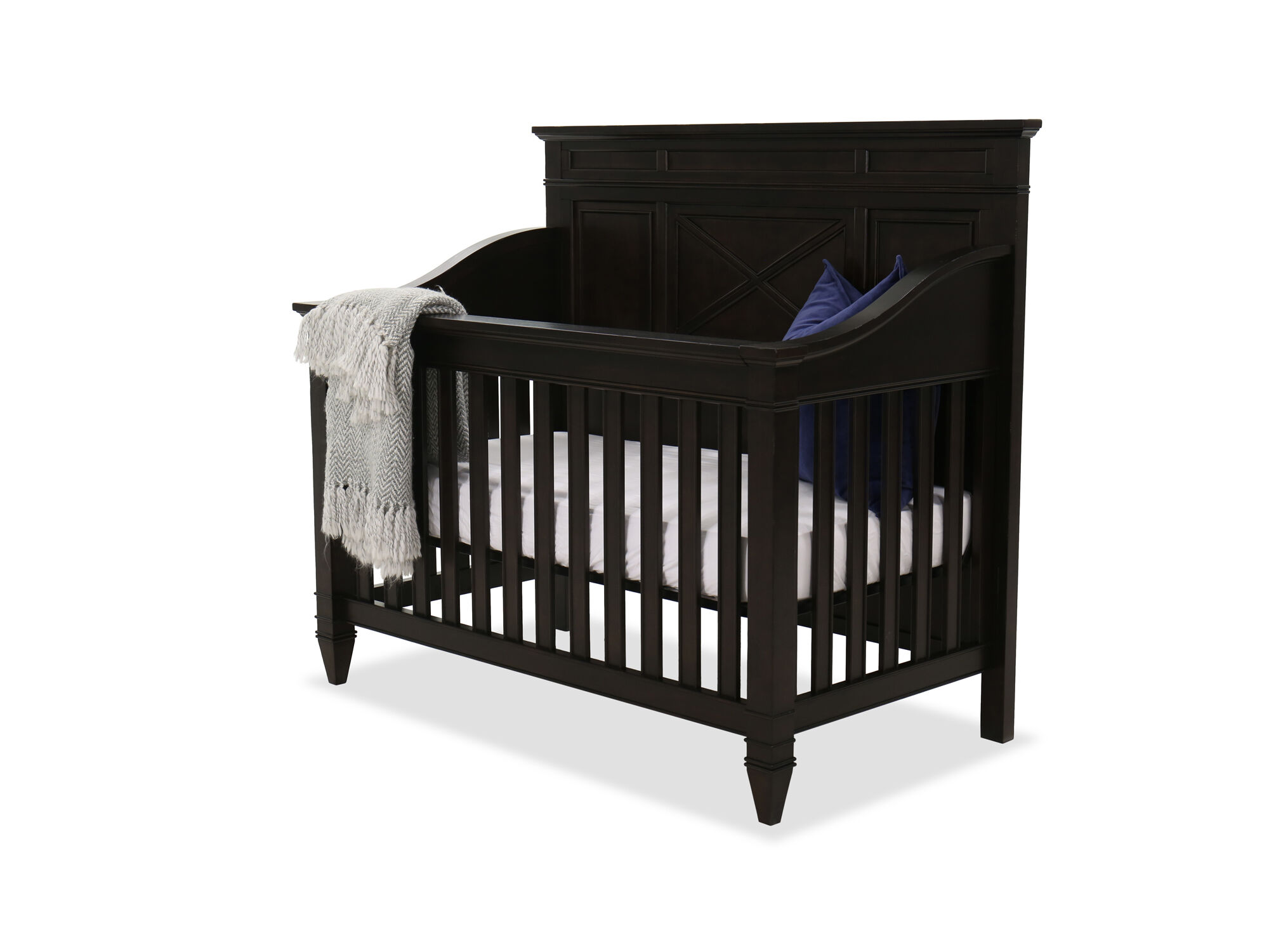 Slatted Transitional Crib in Aged Black 