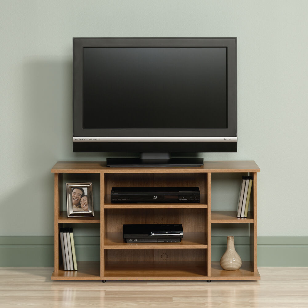 Four Shelf Casual TV Stand in Medium Oak| Mathis Brothers ...
