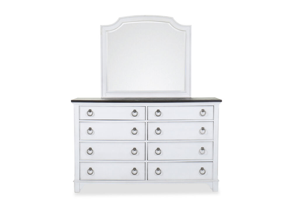 Two Piece Wood Dresser And Mirror Set, White Two Color Dresser