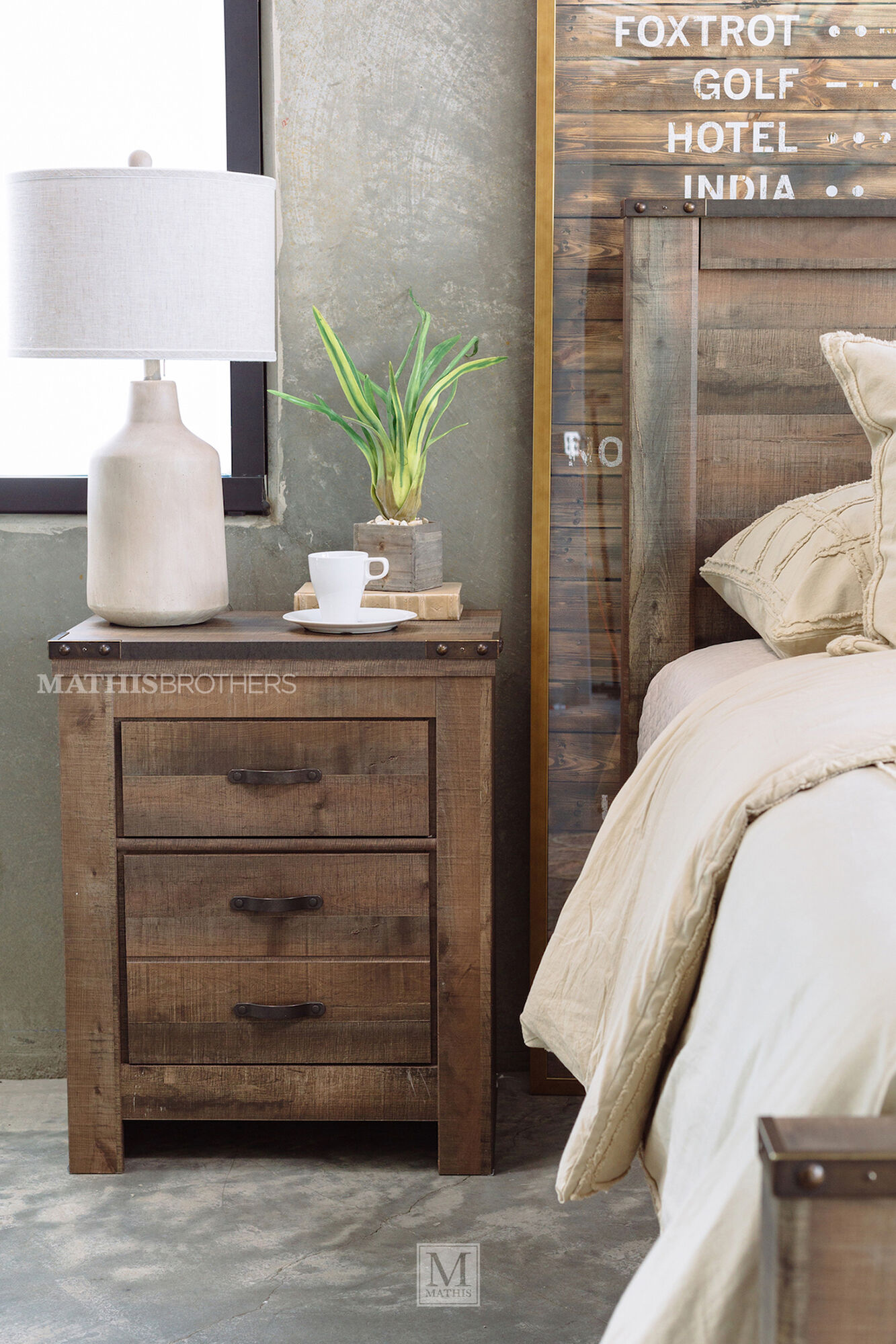 FourPiece Rustic Farmhouse Bedroom Set in Brown Mathis