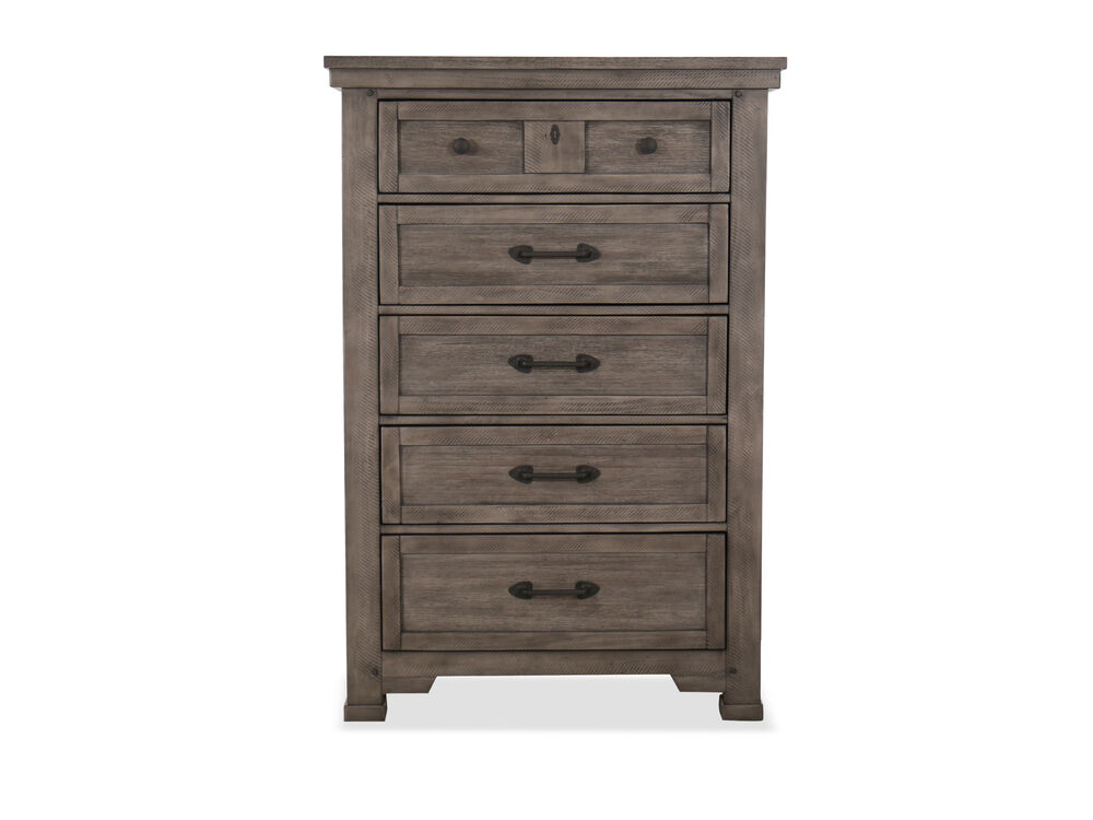Rustic Farmhouse Five Drawer Chest In Gray Mathis Brothers Furniture