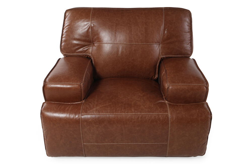 Leather 47" Power Recliner in Caramel Mathis Brothers