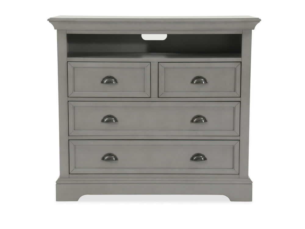 Four-Drawer Contemporary TV Chest in Gray | Mathis ...