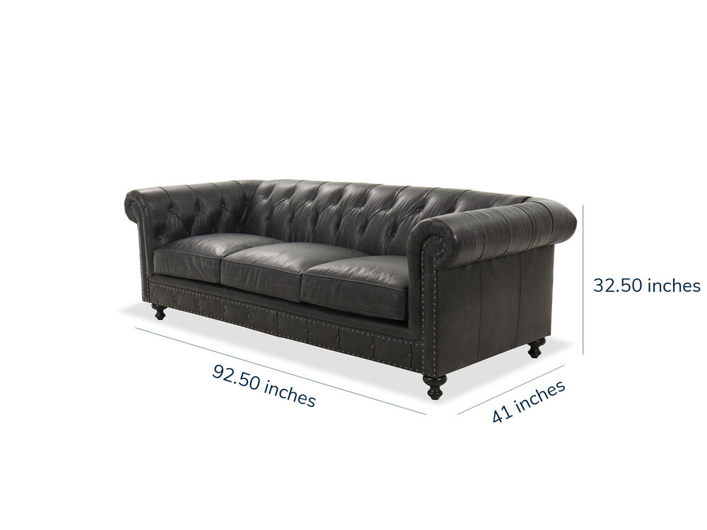 London Club Sofa In Gray Mathis, The Leather Furniture Company