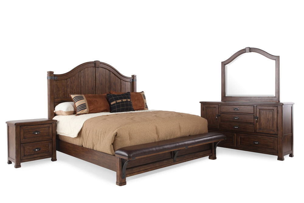 four-piece traditional bedroom set in brown | mathis