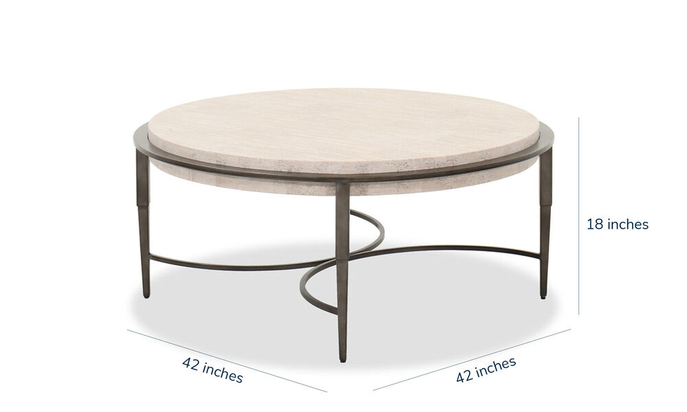 Transitional Round Tail Table In, Barclay Round Travertine Coffee Table