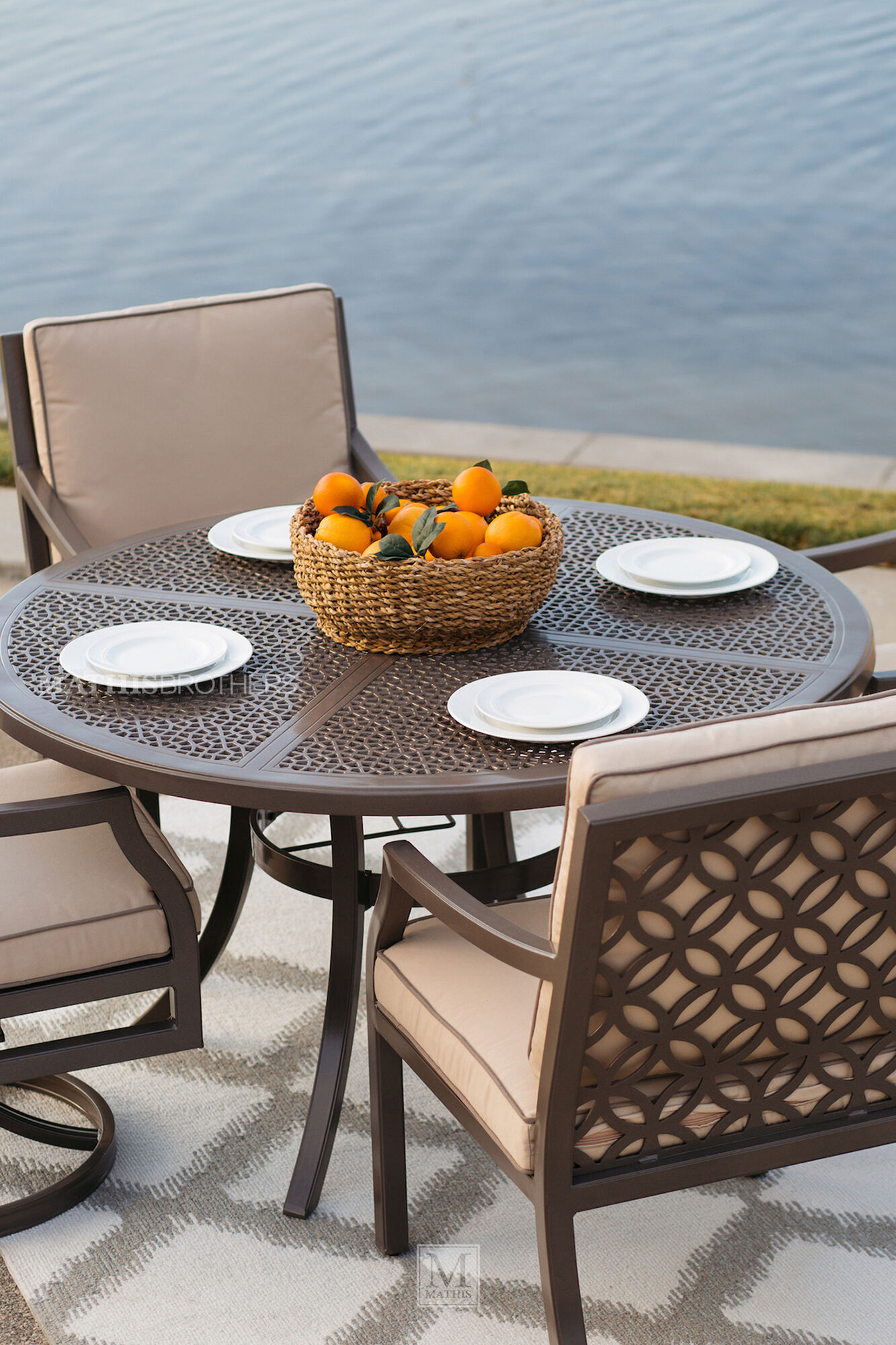 Round Lattice-Top Dining Table in Brown | Mathis Brothers Furniture