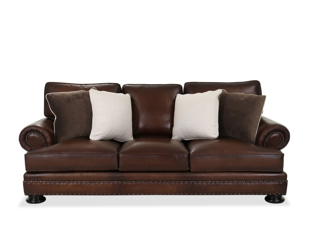 Leather 98 Sofa In Brown Mathis, Bernhardt Leather Sofas