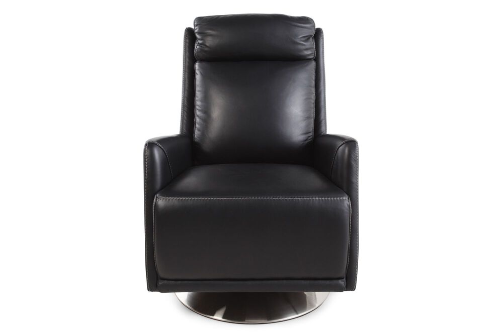 Tall Back Leather Swivel Chair In Black Mathis Brothers Furniture
