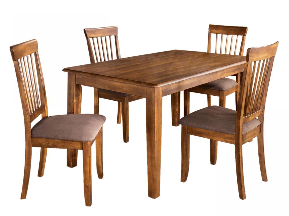 Five Piece Microfiber Casual 60 Dining Set In Dark Hickory Mathis Brothers Furniture