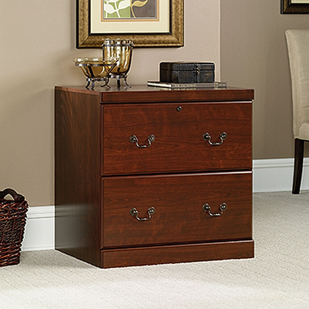 Two Drawer Transitional Lateral File Cabinet In Cherry Mathis