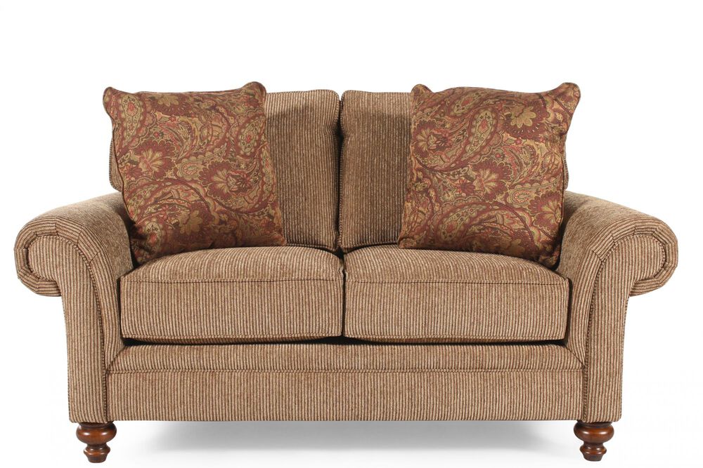 Textured Traditional 66 Loveseat In Nut Brown Mathis