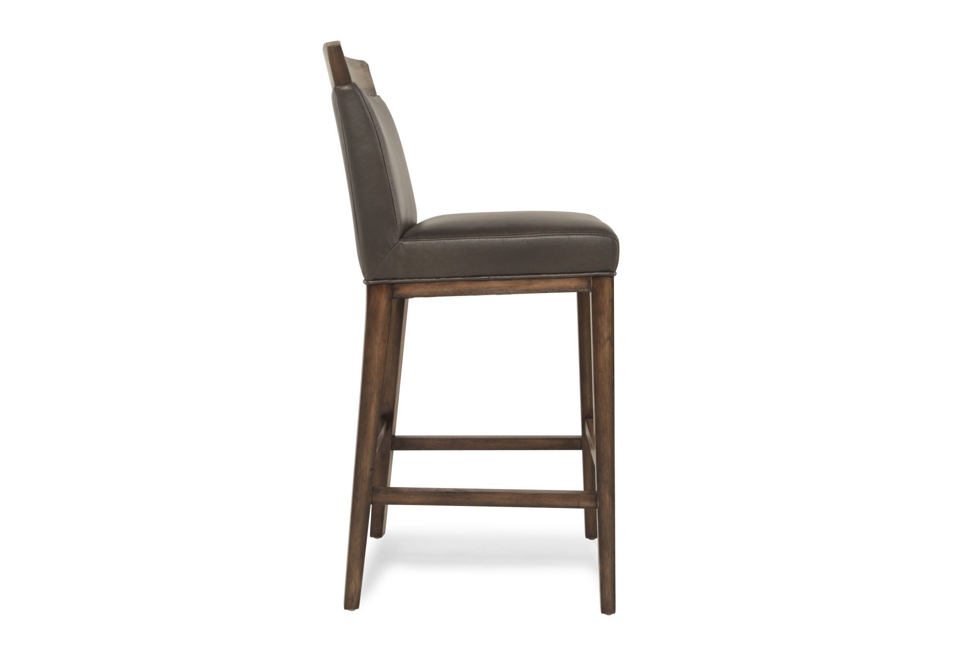 Leather Contemporary Bar Stool In Gray, Boulevard Bar Stools