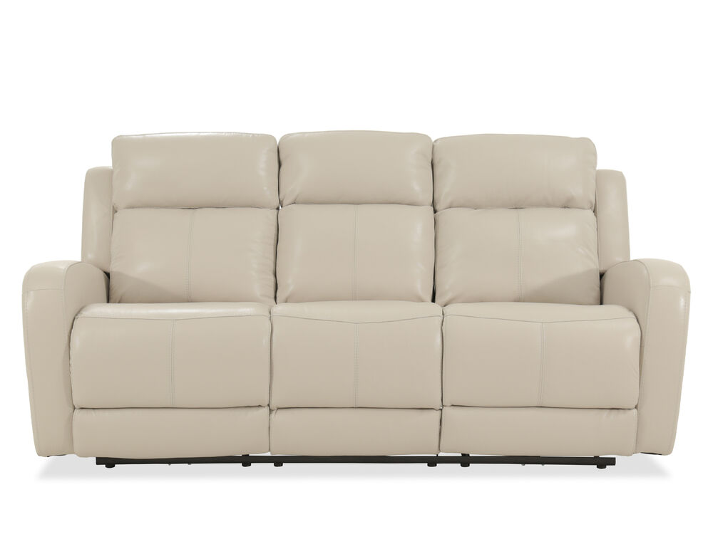 Leather 81 Power Reclining Sofa In Cream Mathis Brothers Furniture