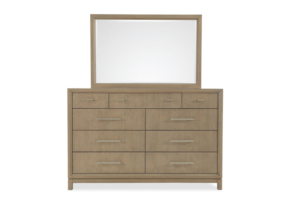 Two Piece Modern Dresser And Mirror In Brown Mathis Brothers