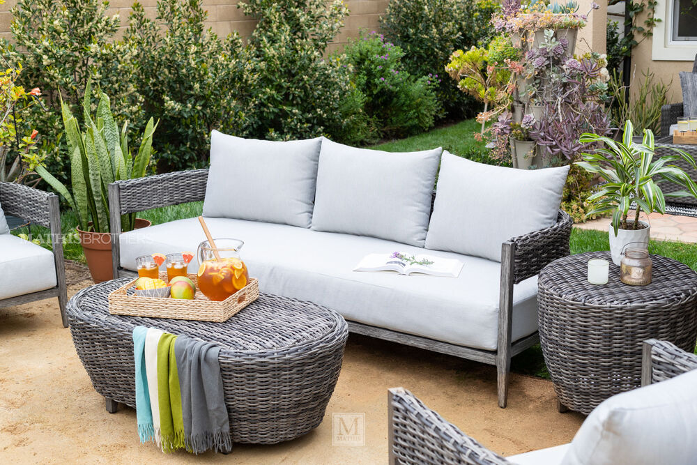 Aluminum Patio Sofa In Gray Mathis, High End Aluminum Outdoor Furniture Brands In The World