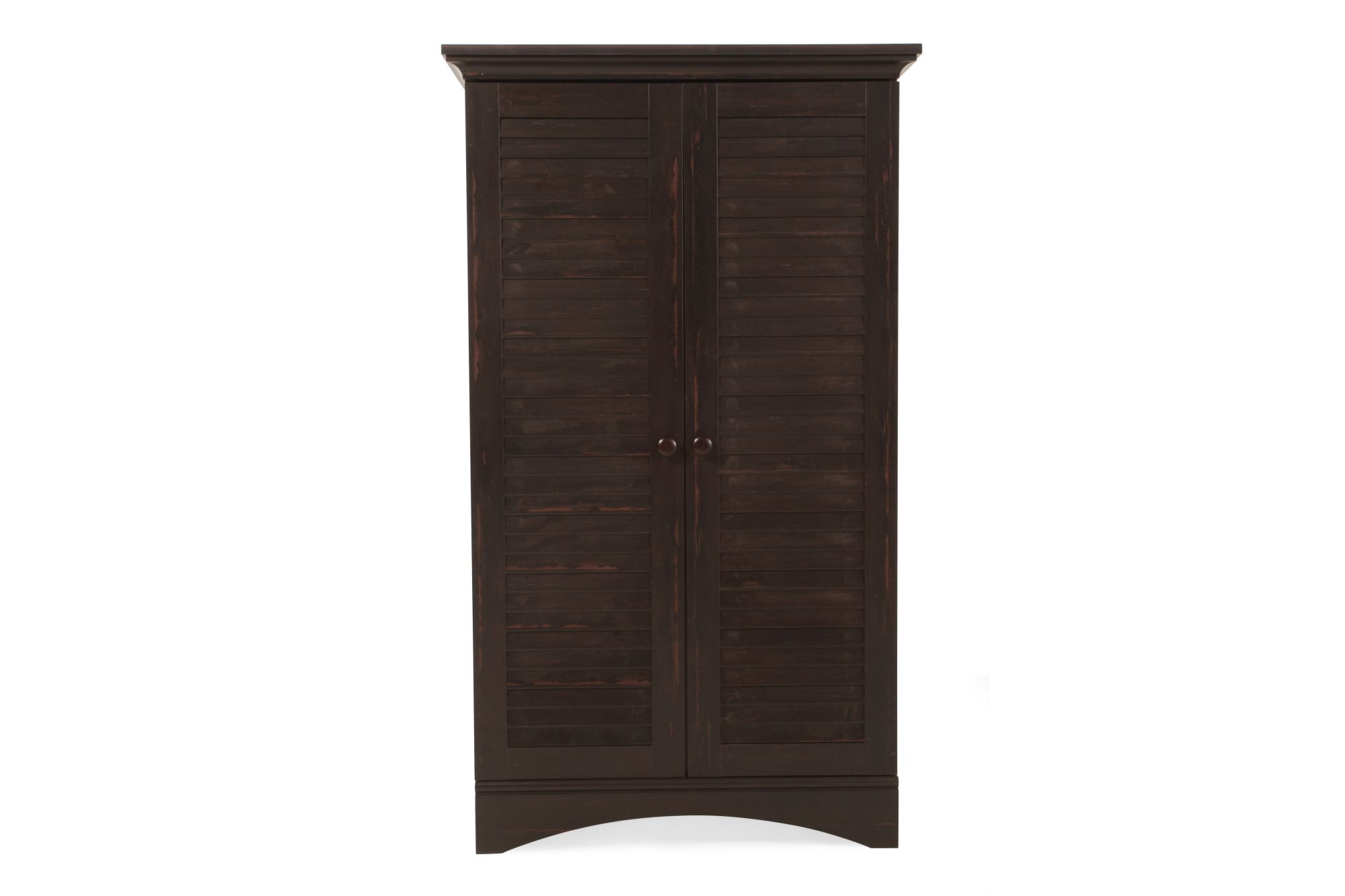 Louver Two Door Contemporary Storage Cabinet In Dark Brown