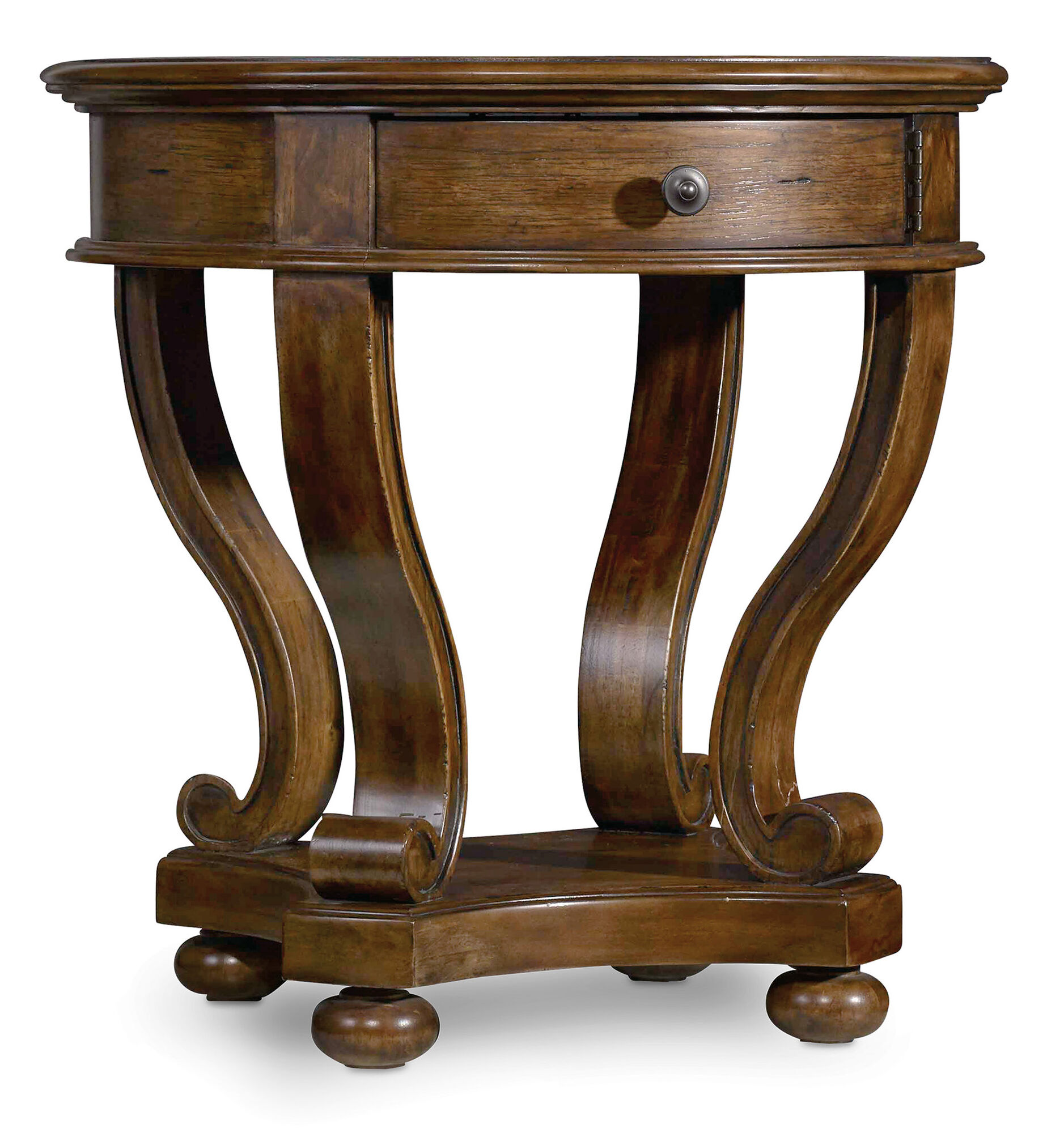 Archivist Round Accent End Table In Dark Wood Mathis Brothers Furniture