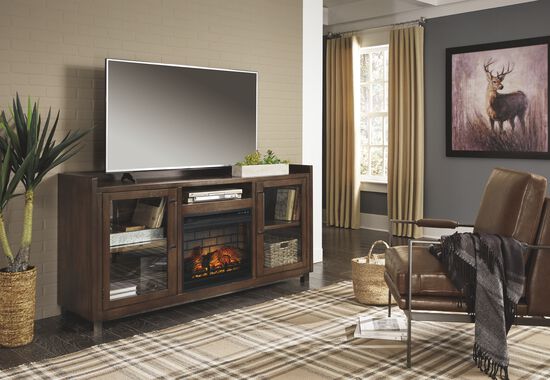 Starmore Brown XL TV Stand with Fireplace Insert Infrared