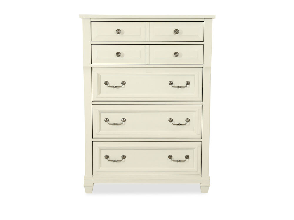52 Transitional Five Drawer Chest In Cotton White Mathis