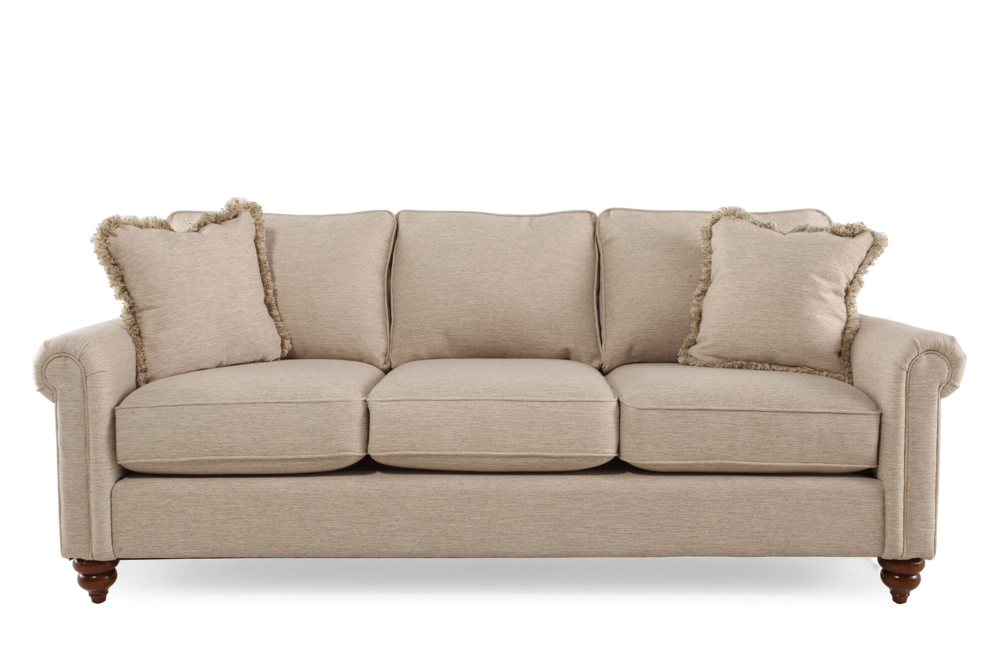 Casual 85.5" Rolled Arm Sofa in Beige Mathis Brothers