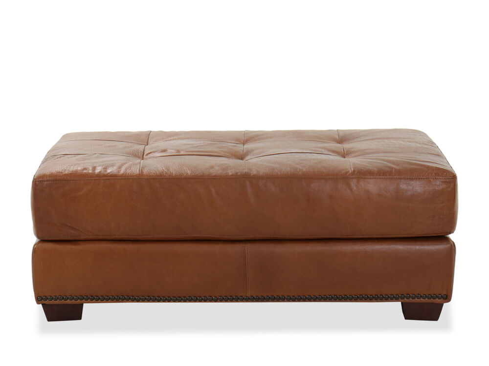 50 Leather Tufted Rectangular Ottoman, Distressed Leather Ottoman Rectangle Bed