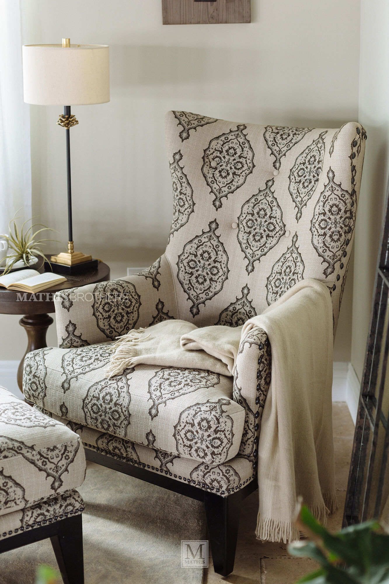 Patterned Contemporary Accent Chair and Ottoman | Mathis Brothers Furniture