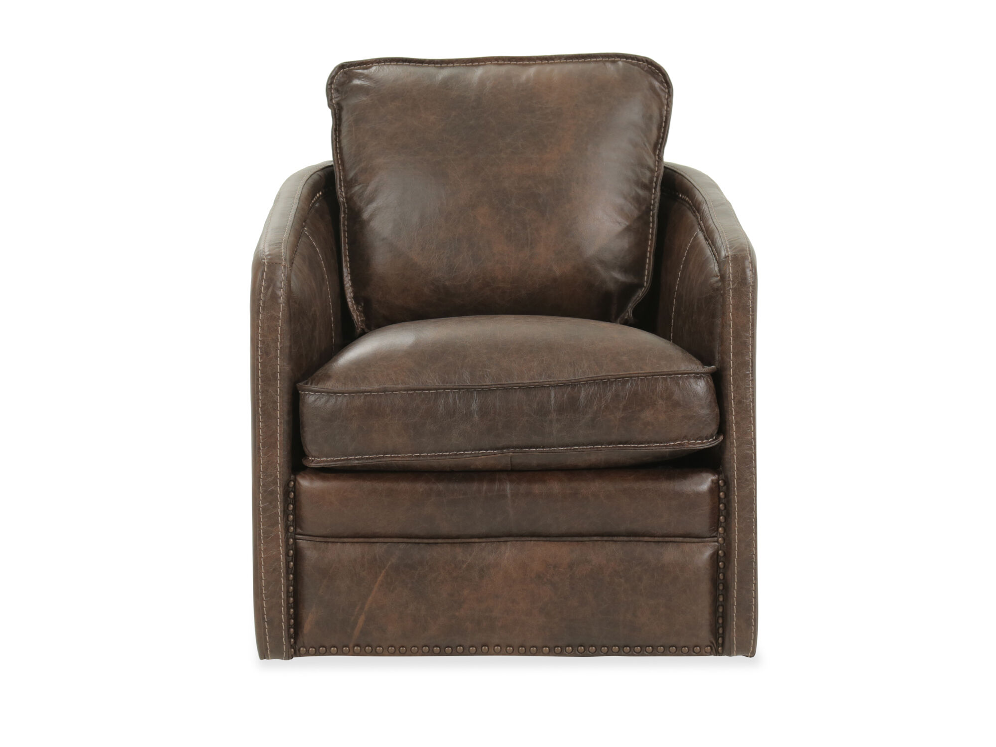 SelfCentering Leather 36" Swivel Chair in Brown Mathis