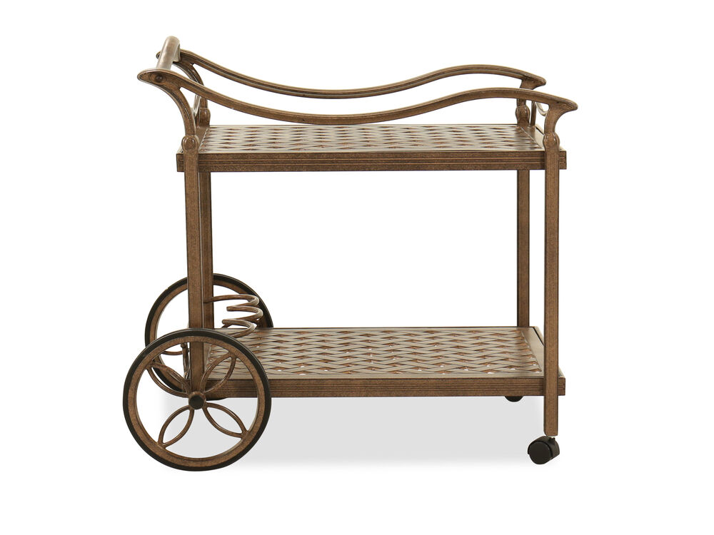 Traditional Aluminum Tea Cart In Brown, Outdoor Tea Cart