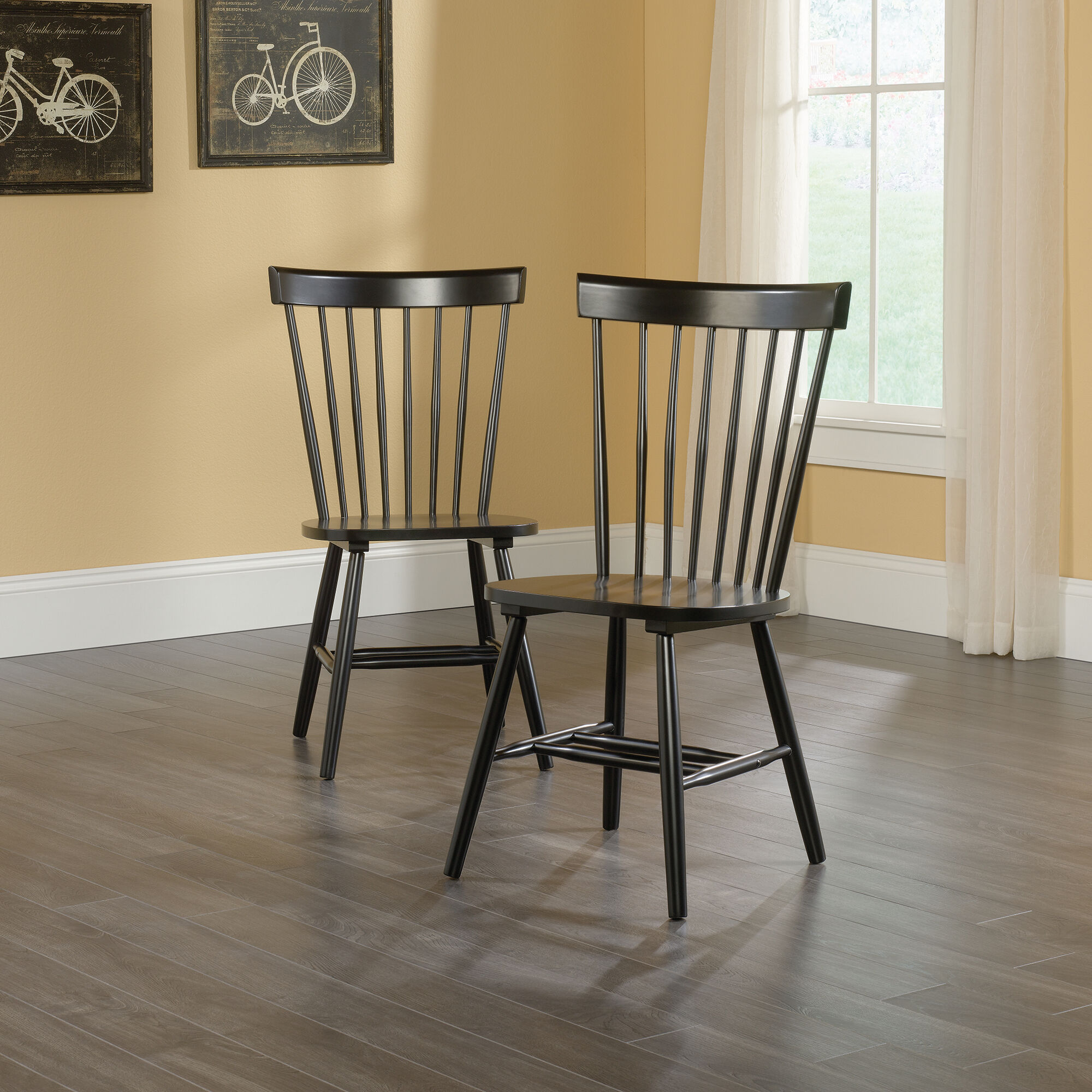 TwoPiece Solid Wood 36'' Spindle Chair Set in Black