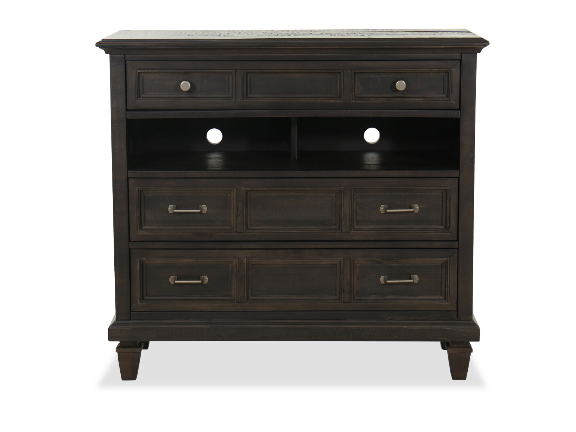 40 Traditional Three Drawer Media Chest In Distressed Charcoal