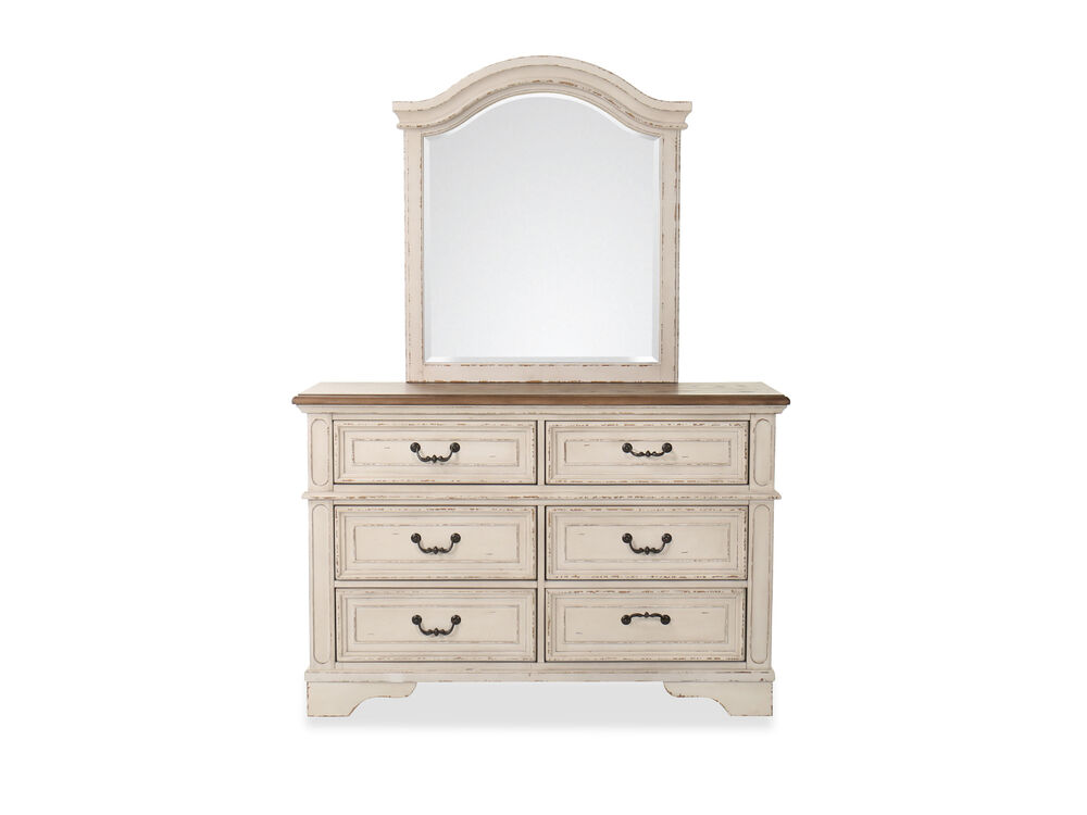 Two Piece Traditional Youth Dresser And Mirror In Chippy White