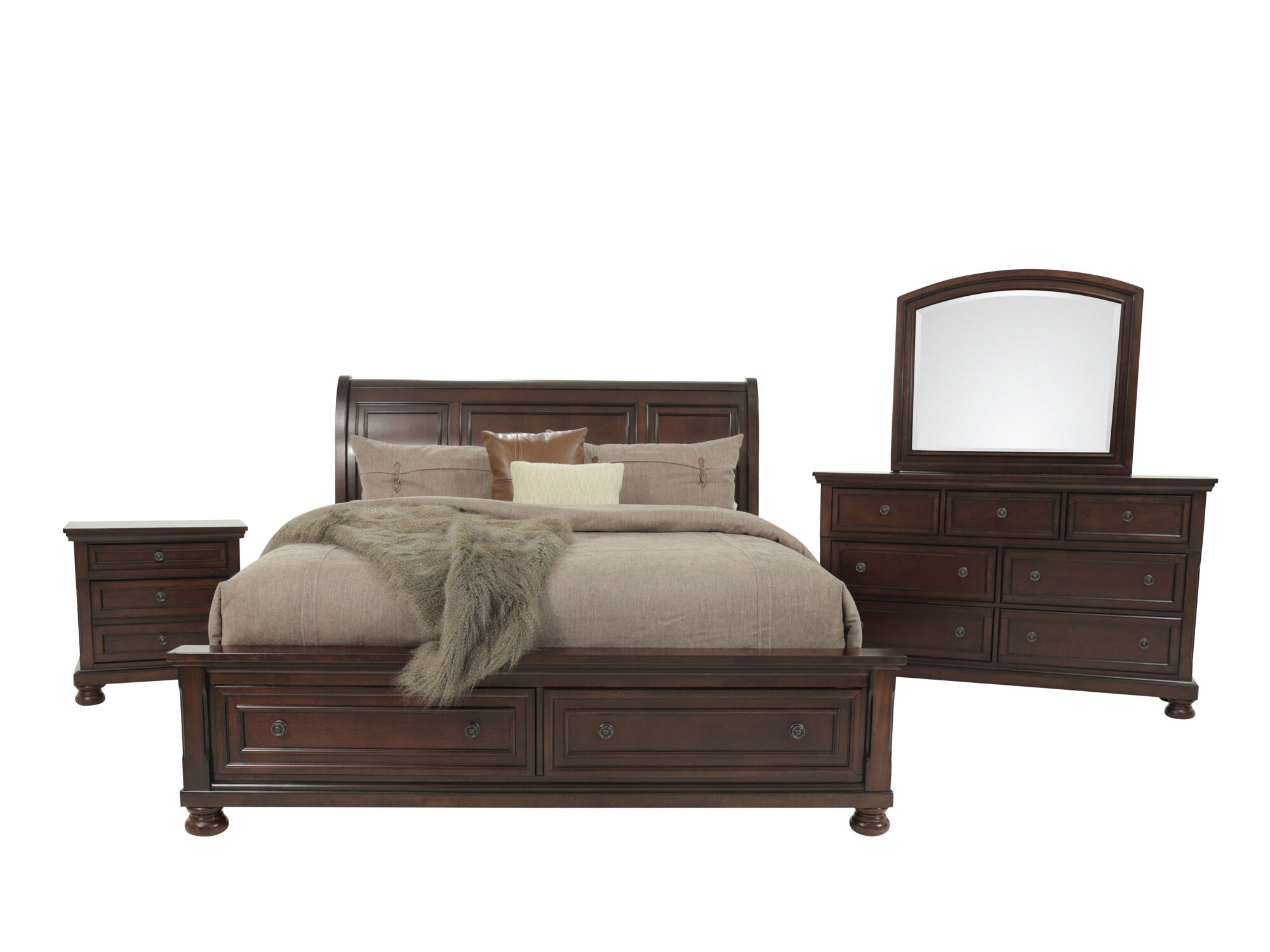 Four Piece Traditional Storage Bedroom Set In Dark Brown Mathis